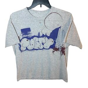 Rusty Grey T-Shirt Skyline Graffiti Bubble Logo Streetwear Graphic Tee -Large
